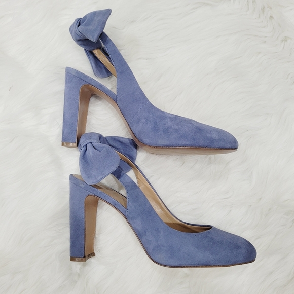 Banana Republic Cadi blue suede slingback heels 7.5 - Picture 3 of 10
